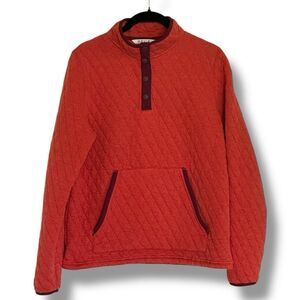 Orvis Women's Quilted Pullover  1/4 Snap Outdoor Sweater Paprika Gorpcore